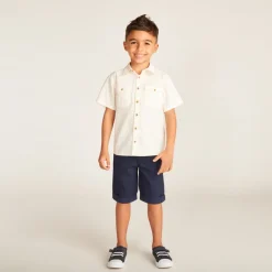 Bermuda met tailleband in twill voor jongen