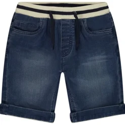 Bermuda's met jeans effect en elastische taille met strepen voor jongen