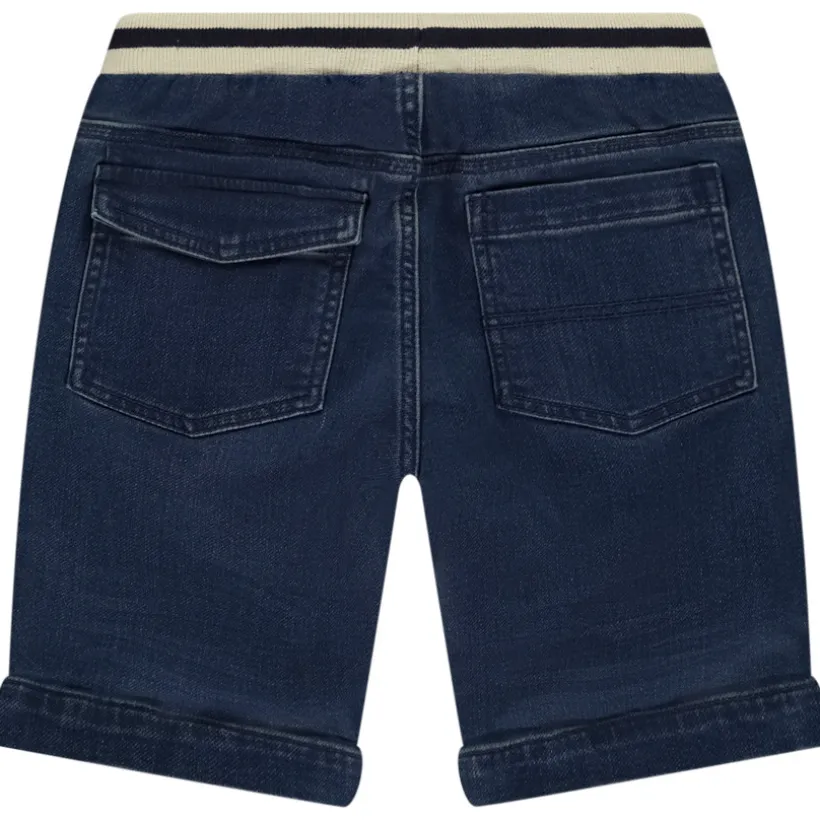 Bermuda's met jeans effect en elastische taille met strepen voor jongen