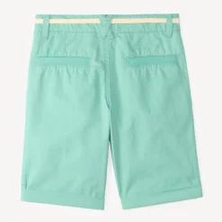 Bermuda uni van canvas met vetersluiting jongens