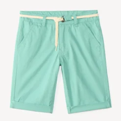 Bermuda uni van canvas met vetersluiting jongens