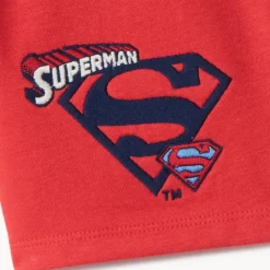 Bermuda van fleece, effen rood, met elastische taille en aantrekkoord, borduursels Superman (Warner) jongens