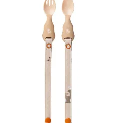 Bestekset Handi lepel & vork met bevestiging clip Fawn 6m+