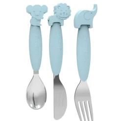 Bestekset lepel-vork-mes silicone Blauw