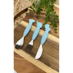 Bestekset lepel-vork-mes silicone Blauw