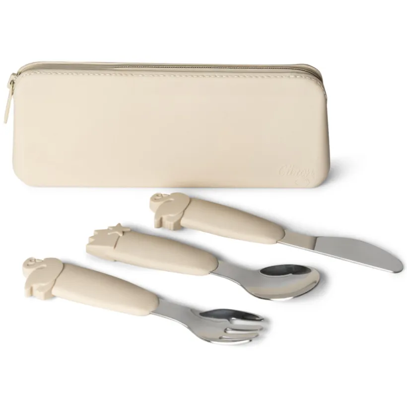Bestekset van roestvrij staal/silicone met etui 3STKS Ballerina