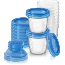 Bewaarbeker voor moedermelk 180ml - 10 stuks + 10 deksels
