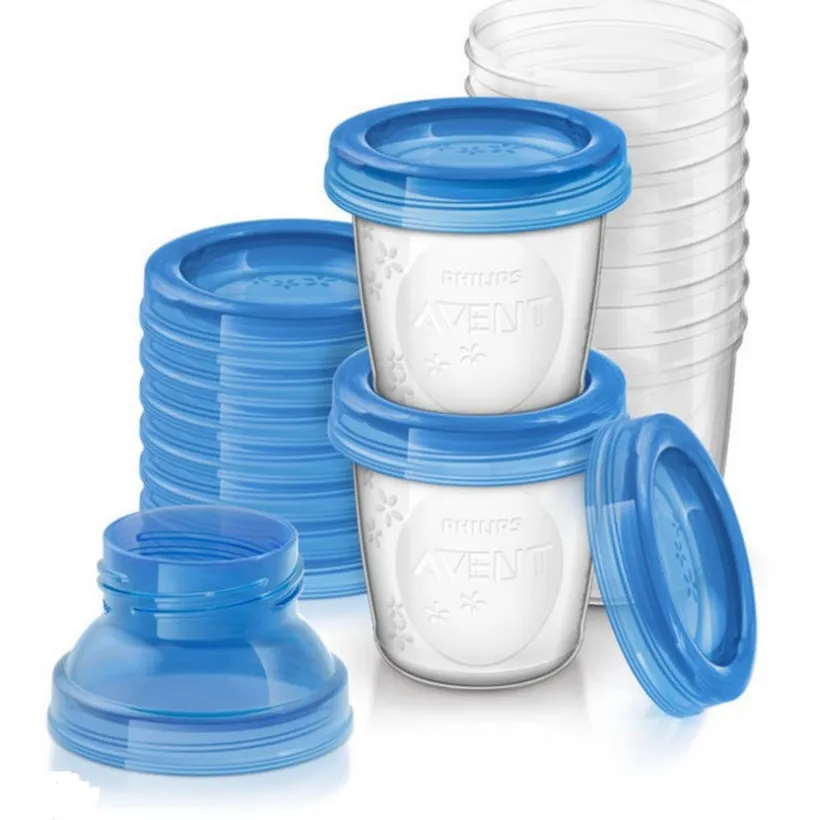 Bewaarbeker voor moedermelk 180ml - 10 stuks + 10 deksels