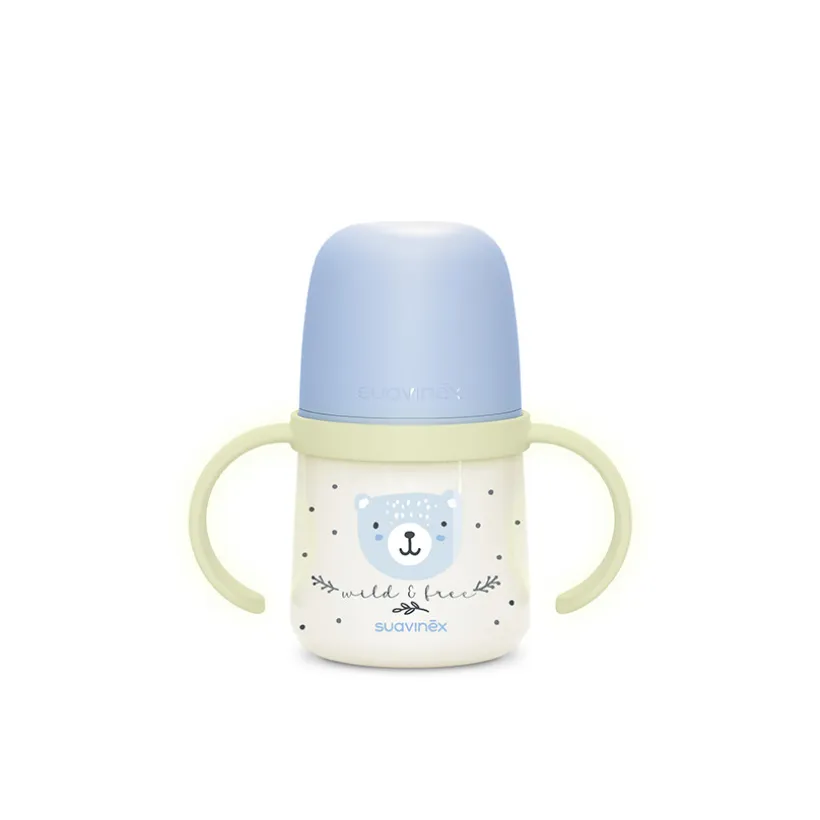 Biberon met handvatten 150 ml 6M+ Wild & Free Nacht en Dag Blauw