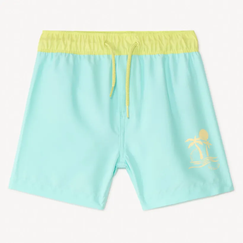 Bicolore en geprinte zwemshort jongens