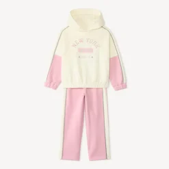 Bicolore jogging set voor meisjes met glitter.