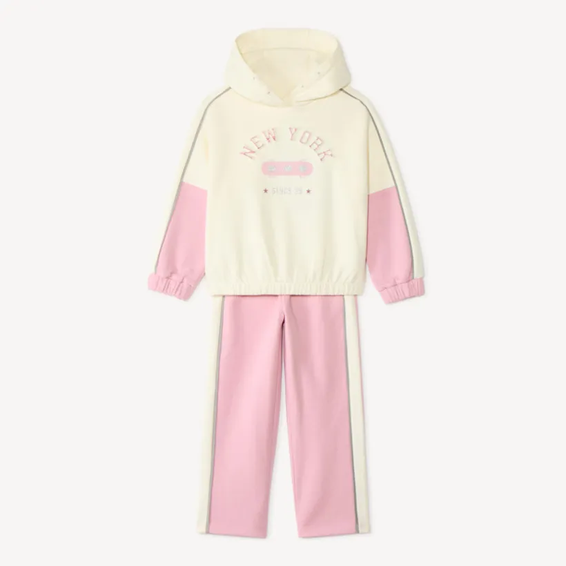 Bicolore jogging set voor meisjes met glitter.