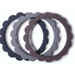 Bijtring armband Bloemen Steel/Gray/Stone 3stks