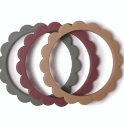 Bijtring armband Bloemen Thyme/Natuur/Berry 3stks