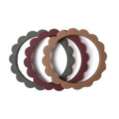 Bijtring armband Bloemen Thyme/Natuur/Berry 3stks