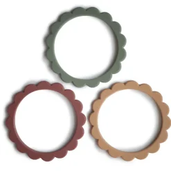 Bijtring armband Bloemen Thyme/Natuur/Berry 3stks