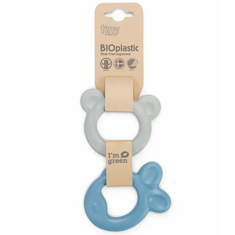 2 bijtringen Tiny Bio – Blauw/Grijs