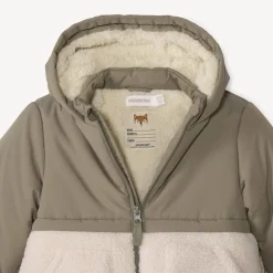 Bi-materiaal donsjas met sherpa boucle voor babyjongens