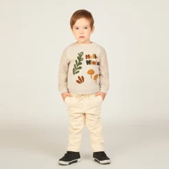 Bi-materiaal trui met loopvlekken voor jongensbaby