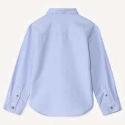 Blauw effen hemd met lange mouwen jongens