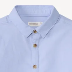 Blauw effen hemd met lange mouwen jongens