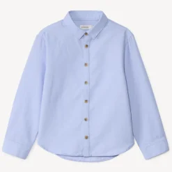 Blauw effen hemd met lange mouwen jongens