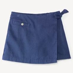 Blauwe stof shortrok meisjes
