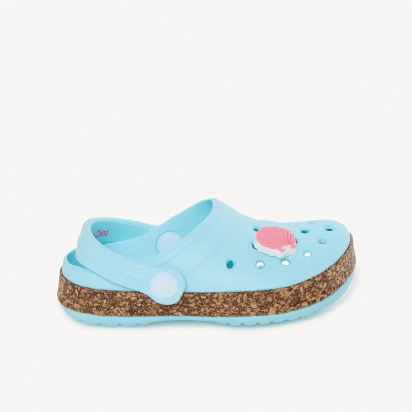 Bloemenbadslippers met kurk effect zool meisjes