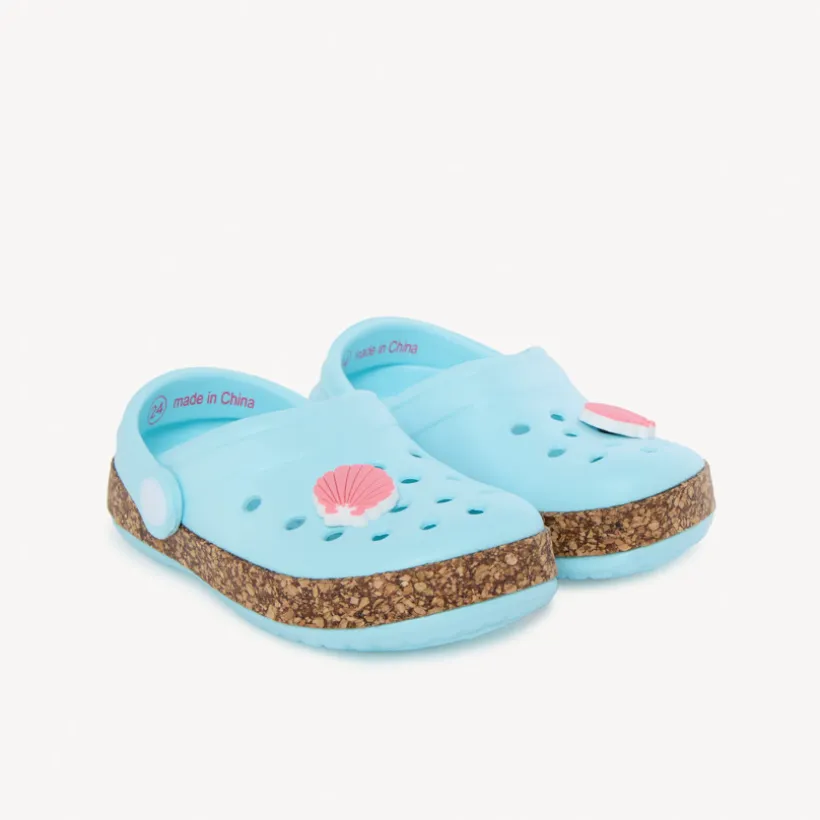 Bloemenbadslippers met kurk effect zool meisjes