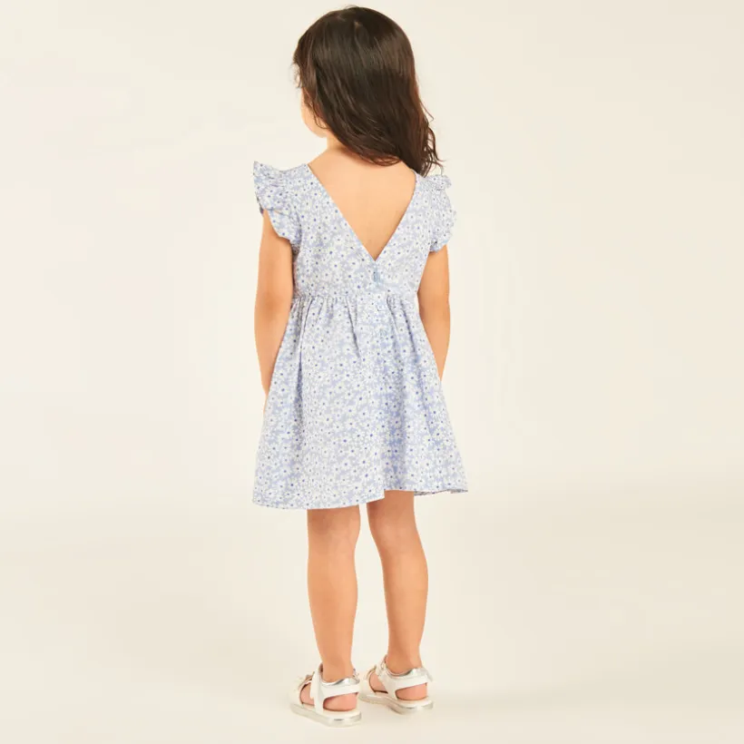 Bloemenprint jurk met diepe rug voor baby meisje