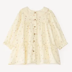 Bloemige jurk voor baby meisje met Engelse borduurrand.