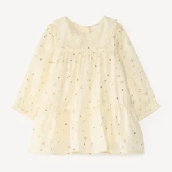 Bloemige jurk voor baby meisje met Engelse borduurrand.