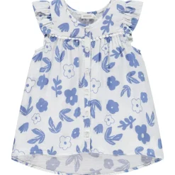Blouse geprint met bloemen gevlochten met pompons voor meisjes