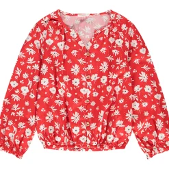 Blouse in twill met glinsterend bloemenpatroon meisjes