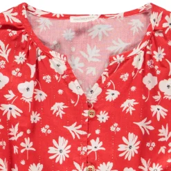 Blouse in twill met glinsterend bloemenpatroon meisjes