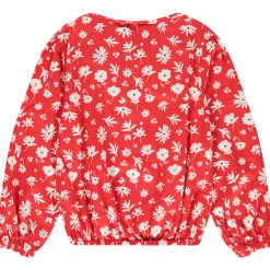 Blouse in twill met glinsterend bloemenpatroon meisjes