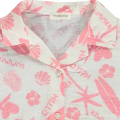 Blouse korte mouwen in tetra met exotische print meisjes