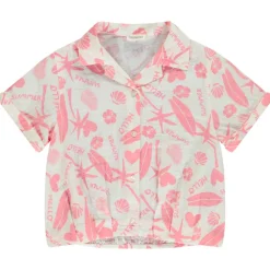 Blouse korte mouwen in tetra met exotische print meisjes