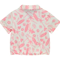 Blouse korte mouwen in tetra met exotische print meisjes