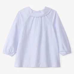 Blouse meisjes met lange pofmouwen en streepjes
