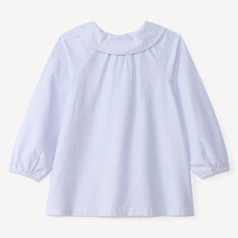 Blouse meisjes met lange pofmouwen en streepjes