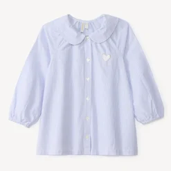 Blouse meisjes met lange pofmouwen en streepjes