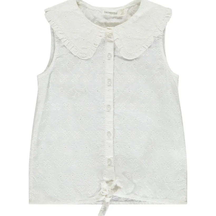 Blouse met Engels borduursel en Claudine kraag meisjes
