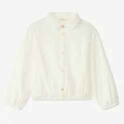 Blouse met lange mouwen van effen katoen meisjes