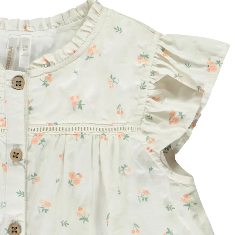 Blouse ruche mouwen met bloemen voor meisjes