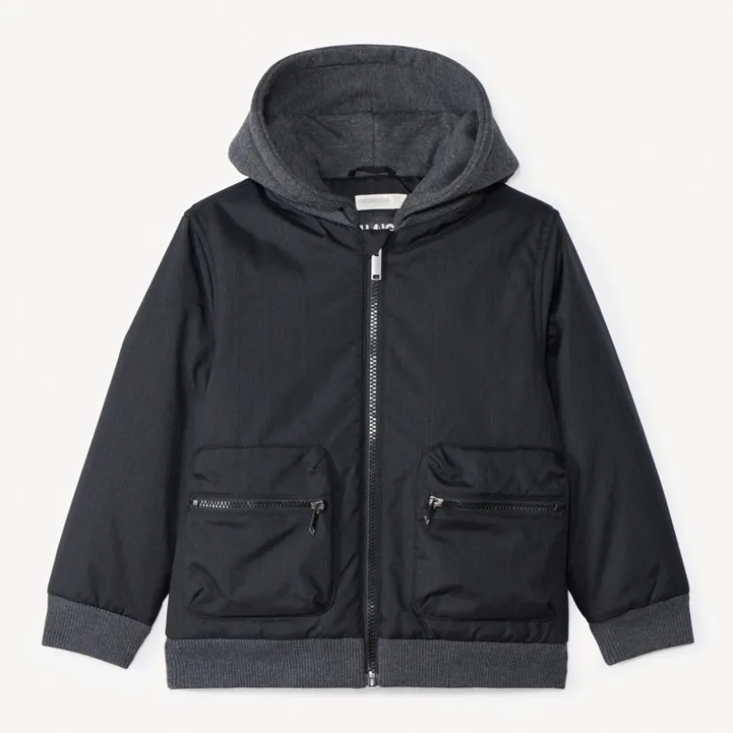 Blouson aviator in gewatteerde stof met kap jongens