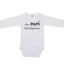 Body met lange mouwen - « Avec papi tout est permis » - 3m