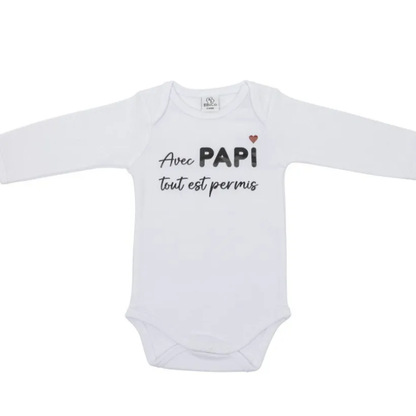 Body met lange mouwen - « Avec papi tout est permis » - 3m
