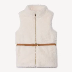 Bodywarmer mouwloos in fantasie nepbont met verstelbare ceintuur meisjes