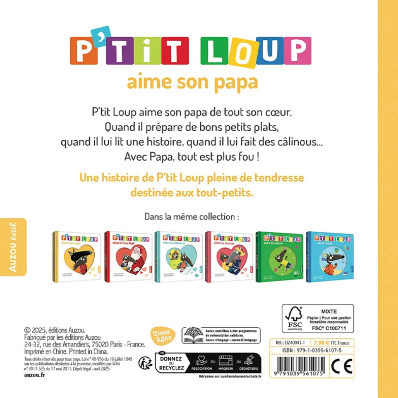 Boek FR P'tit Loup aime son Papa 1jaar+